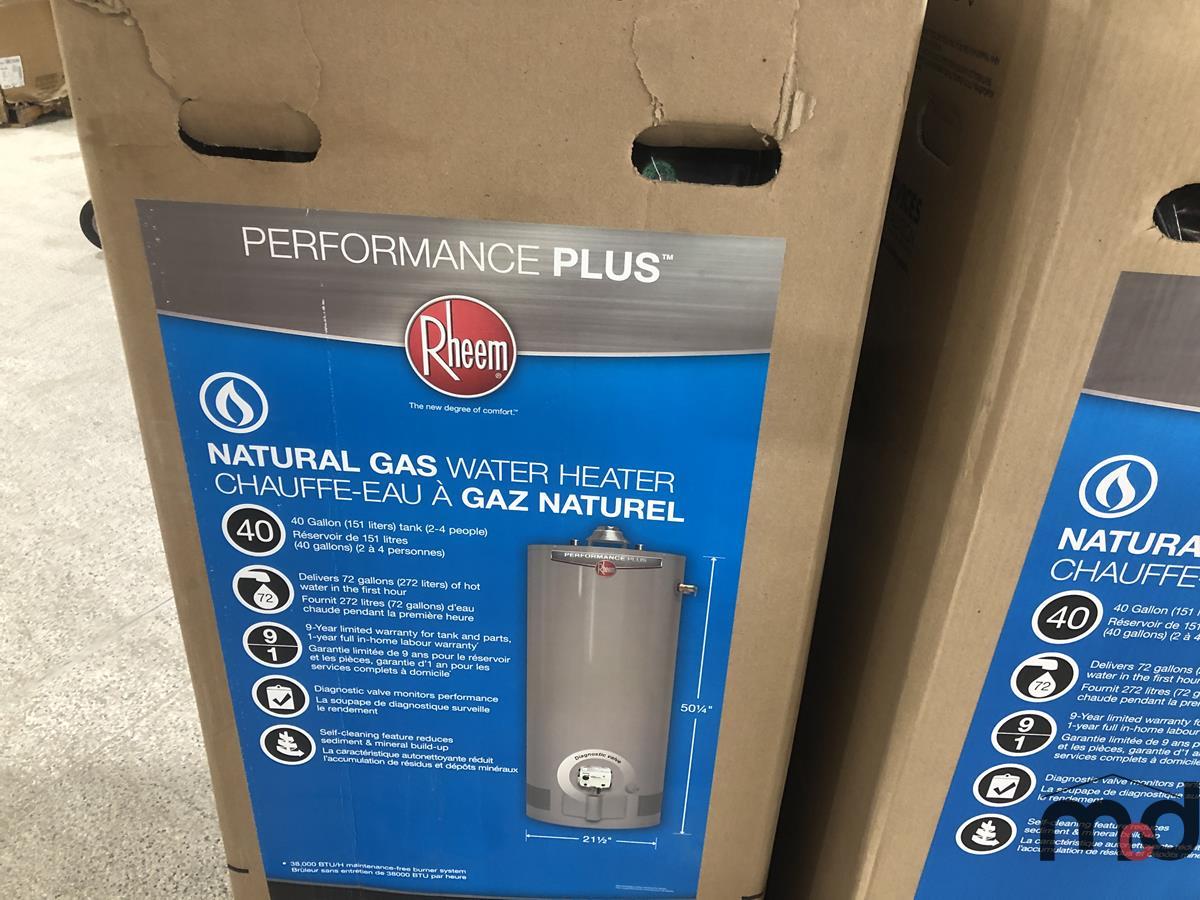 2 Rheem 40 Gallon Natural Gas Hot Water Heaters